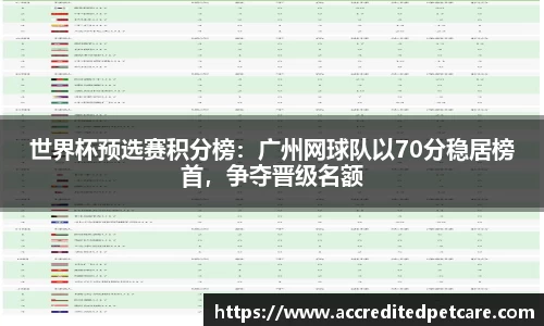 世界杯预选赛积分榜：广州网球队以70分稳居榜首，争夺晋级名额